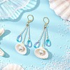 Glass & Natural Shell Hoop Earrings EJEW-MZ00385-1