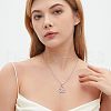 Mother's Day Heart with 3 Elephants 304 Stainless Steel Micro Pave Clear Cubic Zirconia Pendant Necklaces for Women FS-WGA5B1D-02-2