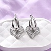 Brass Micro Pave Clear Cubic Zirconia Hoop Earrings EJEW-D322-08P-1