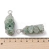 Rack Plating Copper Wire Wrapped Natural Green Aventurine Chip Big Pendants G-C130-01P-08-3