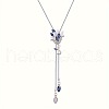 Flower Alloy Rhinestone Y Tassel Long Necklaces for Women FS-WGCC889-01-3