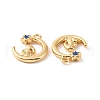 Moon with Rabbit Brass Enamel Pendants KK-G435-08G-3