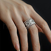 Flower Pattern Brass with Crystal Rhinestone Cuff Rings FS-WGDF3CA-01-2