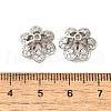 6-Petal Flower Brass Micro Pave Clear Cubic Zirconia Bead Caps KK-V008-32P-3