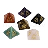 6Pcs Natural Obsidian & Red Jasper & Amethyst & Tiger Eye & Rose Quartz & Green Aventurine Orgonite Pyramid Display Decorations G-C186-04-2