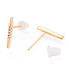 Brass Micro Pave Clear Cubic Zirconia Stud Earrings EJEW-T047-36G-2