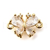 Brass Clear Cubic Zirconia Connector Charms KK-U065-04D-G-1