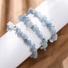 Natural Aquamarine Chip Beaded Stretch Bracelets for Women Men BJEW-K277-01-1