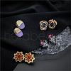 Halloween Spider Ghost Spider Web Wood Stud Earring Sets EJEW-OY002-02-4