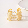 Brass Hollow Flower Wide Link Chain Bracelets for Women HJ5719-5
