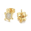 Brass Micro Pave Clear Cubic Zirconia Stud Earrings EJEW-M076-03G-2