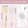 SUNNYCLUE 60 Sets 2 Colors Round Tray Brass Stick Lapel Pins KK-SC0004-99-2