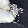 Bowknot Brass Micro Pave Clear Cubic Zirconia Finger Rings for Women FS-WGD928F-03-3