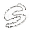 5.5MM 304 Stainless Steel Textured Oval Link Chain Necklaces NJEW-T016-12P-4