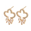Flower Brass Micro Pave Clear Cubic Zirconia Stud Earrings for Women EJEW-G428-18G-02-4