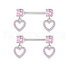 304 Stainless Steel Pink Cubic Zirconia Nipple Rings WGE5BE3-04-1