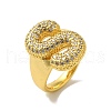 Letter Brass Micro Pave Clear Cubic Zirconia Open Cuff Ring for Women RJEW-N046-03S-G-1