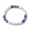 Natural Howlite & Blue Aventurine(Dyed & Heated) Round Beaded Stretch Bracelets BJEW-TA00528-02-1