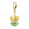 Flower Glass Seed Beaded Pendant Decorations HJEW-MZ00163-03-1