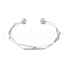 Non-Tarnish 304 Stainless Steel 2 Line Open Cuff Bangles for Women BJEW-S155-02P-2