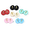 Flat Round with Rose Flower Stud Earrings for Women EJEW-N046-015-NR-2