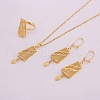 Hollow Trapezoid Brass Pendant Necklaces & Hoop Earrings & Rings Sets FS-WG93675-01-3