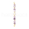 Faceted Round Natural Amethyst & Lepidolite & Potato Natural Cultured Freshwater Pearl Beaded Connector Charms PALLOY-JF03531-06-1