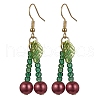 Acrylic & Glass Beaded Cherry Dangle Earrings EJEW-JE05591-1