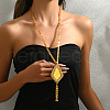 Modern fashion Brass and Iron Flower Textured Rhombus Tassel Pendant Nnecklaces for Women IU5772-2