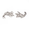 Brass Micro Pave Cubic Zirconia Bird Pendants KK-E068-VB297-3