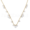 Ion Plating(IP) 304 Stainless Steel Cubic Zirconia Teardrop & Flat Round Bib Ball Chain Necklaces for Women NJEW-F328-11G-01-1