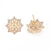 Brass Micro Pave Clear Cubic Zirconia Stud Earring Findings KK-S364-131-4