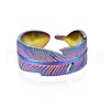 304 Stainless Steel Feather Wrapped Cuff Ring RJEW-N038-061-3