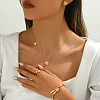 Stainless Steel Love Heart Bangle & Earrings & Necklaces & Rings Set for Women Party Dating WS6276-4