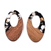 Transparent Resin and Walnut Wood Pendants RESI-T057-02A-2