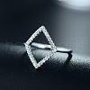 Rhombus 925 Sterling Silver Micro Pave Clear Cubic Zirconia Finger Rings for Women FS-WGB12EE-01-1