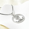 304 Stainless Steel Crystal Rhinestone Ring with Mermaid Pendant Necklaces for Women NJEW-P327-02P-2