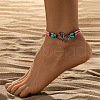 Double Heart Alloy Link Stretch Anklets WGCB0A2-08-1