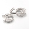 Oval Brass Micro Pave Cubic Zirconia Fold Over Clasps ZIRC-F013-04P-FF-2