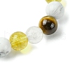 Natural Howlite & Synthetic Citrine & Natural Tiger Eye & Natural Quartz Crystal Round Beaded Stretch Bracelets BJEW-JB10910-09-4