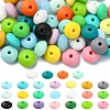 100Pcs 25 Styles Rondelle Food Grade Eco-Friendly Silicone Abacus Beads SIL-YW0001-36-1