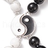 2Pcs 2 Style Natural Dyed & Heated Black Agate & Howlite Beaded Stretch Bracelets Set BJEW-TA00163-4