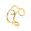 Clear Cubic Zirconia Initial Letter Open Cuff Ring RJEW-A012-01G-J-2