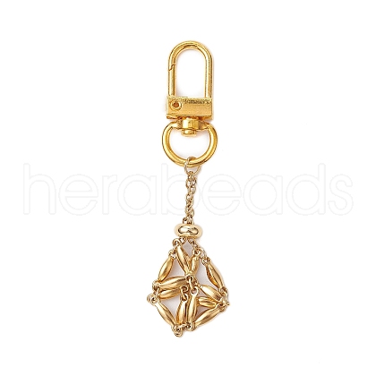 304 Stainless Steel Macrame Chain Pouch Empty Stone Holder Pendant Decoration HJEW-JM02082-1