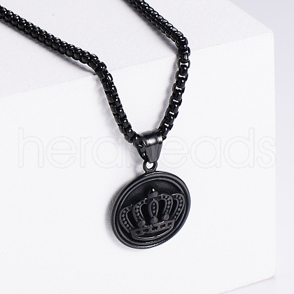 Retro Rock Punk Crown Stainless Steel Pendant Necklaces FU5586-3-1