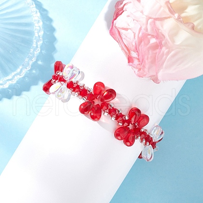 Imitation Austrian Crystal Bicone Beads Braided Bead Bracelets for Women BJEW-MZ00177-01-1