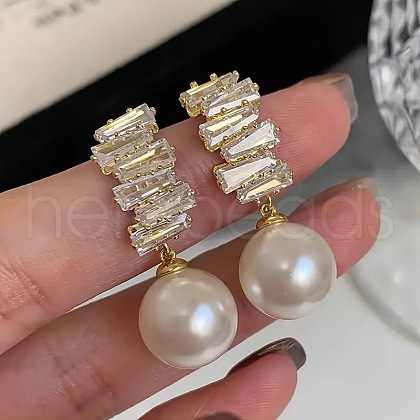 Round Alloy Crystal Rhinestone Dangle Stud Earrings FS-WGBAD05-01-1