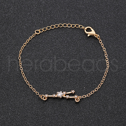 12 Constellations Alloy Rhinestone Link Bracelets WG43B2B-08-1