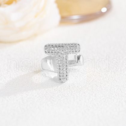 Brass Micro Pave Clear Cubic Zirconia Cuff Rings FS-WG4832E-40-1