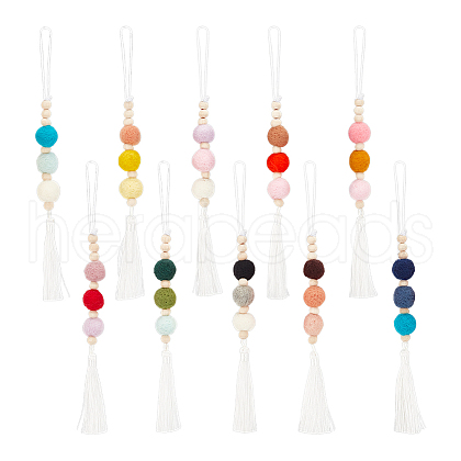 Wood & Wool Felt Balls Car Vent Oil Diffusers HJEW-DR00031-1